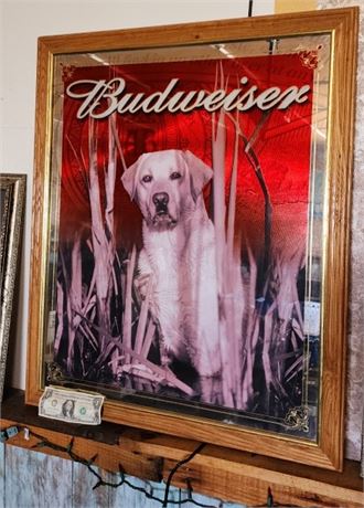 Bird Dog Budweiser Framed Mirror Sign - 28x33