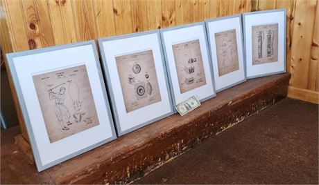5- Framed Golf Related Wallhangers...12x17