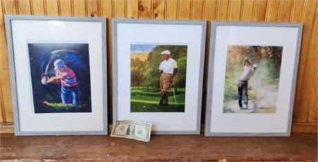 3-Framed Golfer Wallhanger Prints...13x17