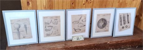 5-Framed Golf Related Wallhangers...12x15
