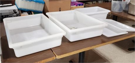 3 - Food Safe Plastic Tubs W/ 2 Lids