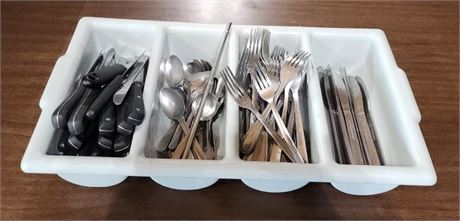 Assorted Silverware & Caddy