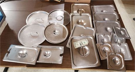 19 Assorted Size Stainless Lids