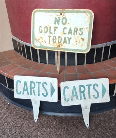 Metal Golf Cart Sign Trio