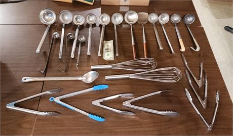 Assorted Stainless Ladles/Wisks/Tongs