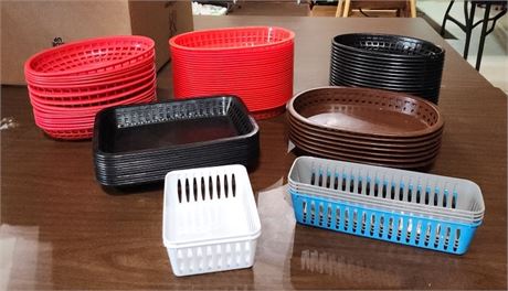 Assorted Plastic Food Baskets + Misc Caddys - approx 80pcs