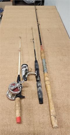 Vintage Fishing Rod Trio w/ 2 Reels