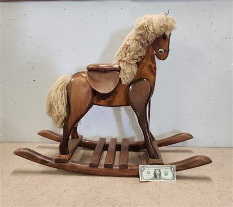 Vintage Wood Rocking Horse - 36x12x23