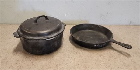 Cast Iron Pot & Skillet w/ Lid