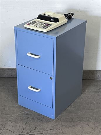 2 Drawer Metal File Cabinet w/ Adding Machine - 15x18x28