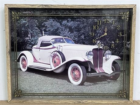 Large Framed Vintage Car Clock - 27x21
