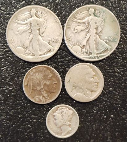Silver Walking Liberty/Buffalo Nickels/Mercury Dime