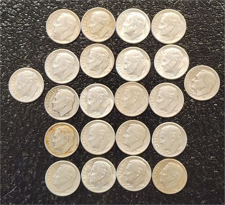 22 Silver Roosevelt Dimes