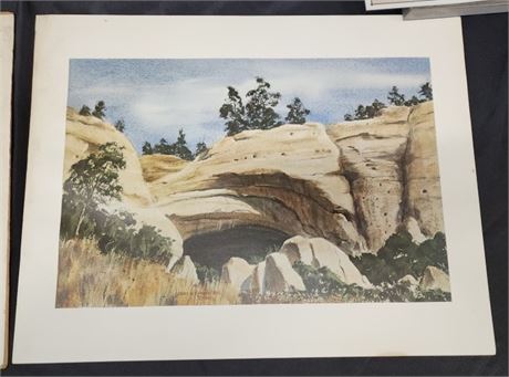 1970 James Haughey Indian Caves Print - 26x20