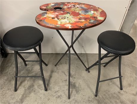 Hobby Lobby Paint Palette Tripod Table With 2 Chairs