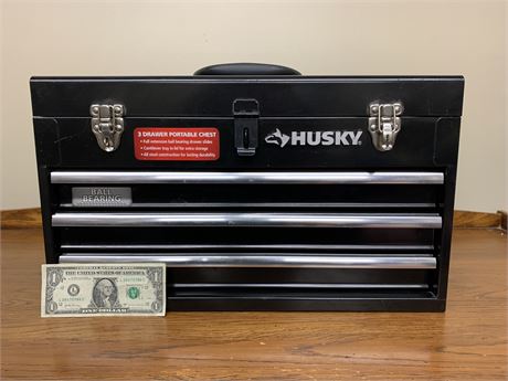 Husky 20 in. 3-Drawer Small Metal Portable Tool Box with Drawers and Tray