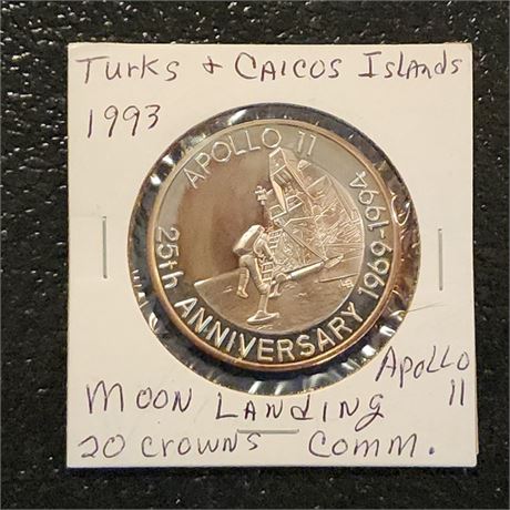 1993 Turks & Caicos Islands Apollo II Moon Landing Coin