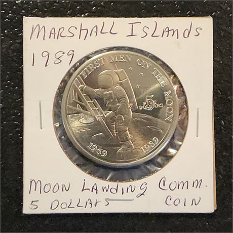 1989 Marshall Islands Moon Landing $5 Coin