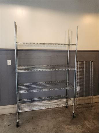 Rolling Stainless Food Safe Shelving Unit - 48x18x77 (F)