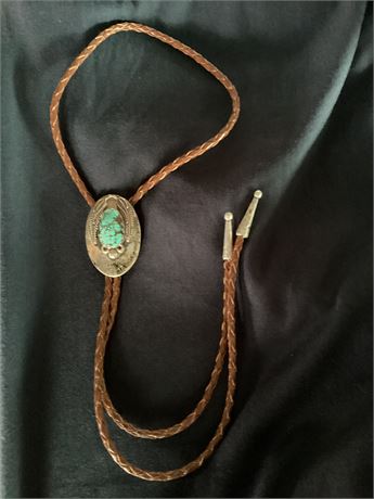Sterling Silver and Turquoise Bolo Tie.  T 104