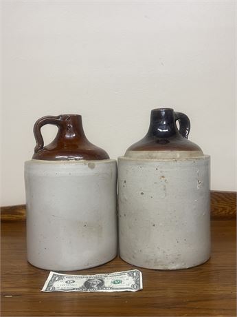 Two Large Two Tone Stoneware Jugs