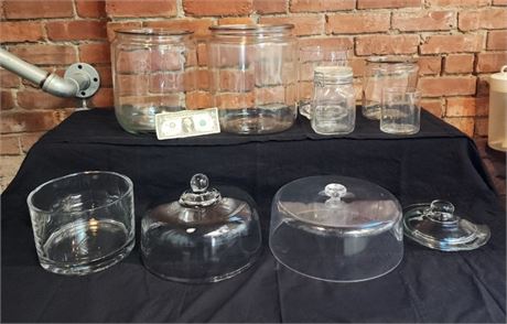Asstd.  Glass Canisters/Jars/Cake Covers (F)