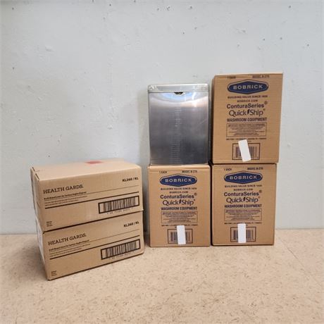 4-New Stainless Sanitary Disposal Containers with Liners