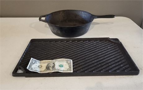 Cast Iron Grill Pan & Deep Skillet (F)