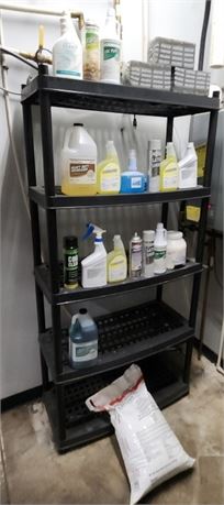 Shelving Unit with Cleaning Supplies/Ice Melt/Grill Bricks...36x17x72 (F)