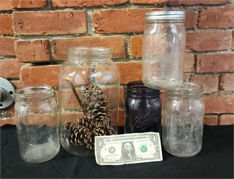 Assorted Glass Canning Jars (F)