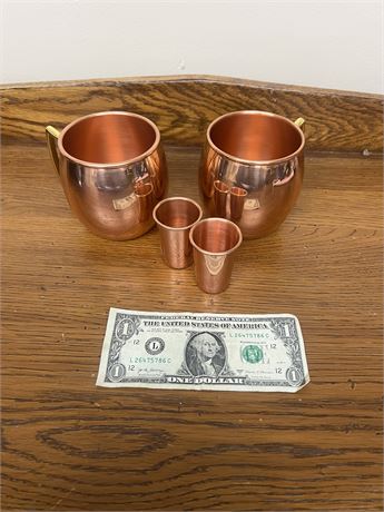 Butte Copper Company Moscow Mule Cups and MT Jim Bridger Whiskey Shot Glasses
