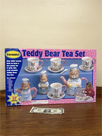 Vintage Ceramic Children’s Teddy Bear Tea Set- Some Missing/Broken Pieces