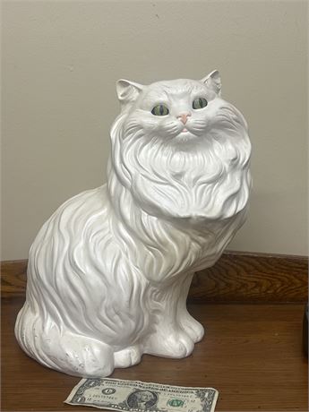 Ceramic Life Sized Persian White Cat Statue