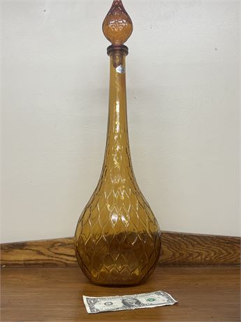 Vintage MCM 26” Guildcraft Empoli Italy Amber Quilted Genie Bottle