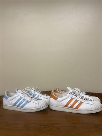 Size 11 Adidas Superstar Sneakers in Orange and Blue