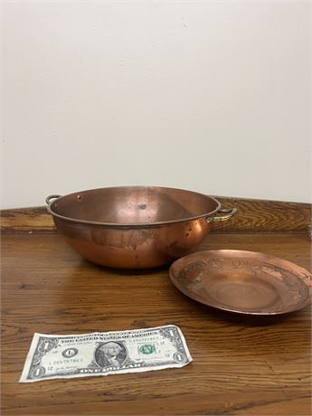 Vintage Copper Bowl and Plate