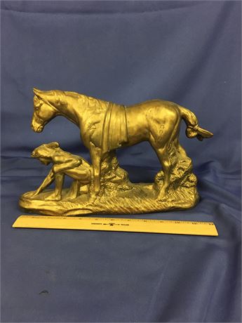 Vintage Ceramic Horse with Native American