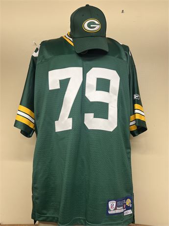 Paul Ott Carruth #79 Green Bay Packers Jersey Size XL Length +2 and One Size Hat