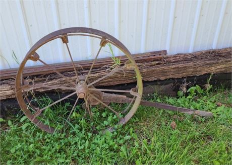 Vintage Metal Farm Wheel - 30" Diameter