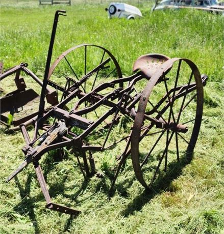 Antique Horse Drawn Plow - 41" Width, 42" Wheel Diameter