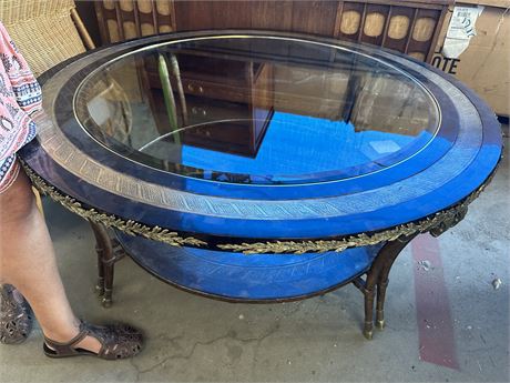 Glass Top Coffee Table w/ Gold Trim