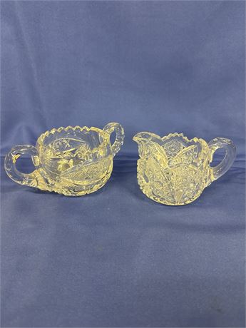 Cut Crystal Sugar and Creamer