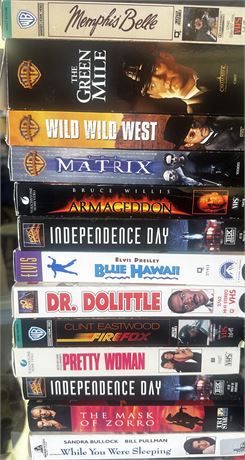 VHS Lot Assortment includes The Green Mile, Memphis Belle, Matrix and Blue Hawai