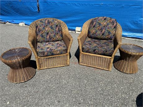 Brown Wicker Set-4 Pieces