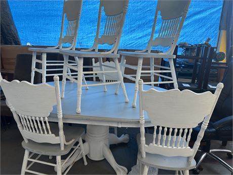 White Painted Oak Table w/Leaf