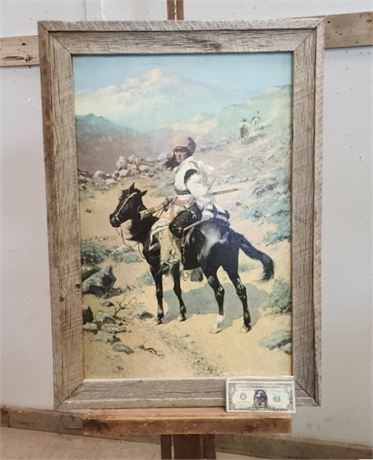 "An Indian Trapper" by Frederic Remington Canvas Print Nicely Framed - 24x35