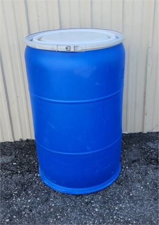 Plastic 50 Gallon Lidded Barrel Container  - 21" Diameter x 36"⬆️