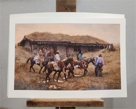 'Trading Post at Chadron Creek' by Howard Terpning S/N 900/1000 Print w/ COA