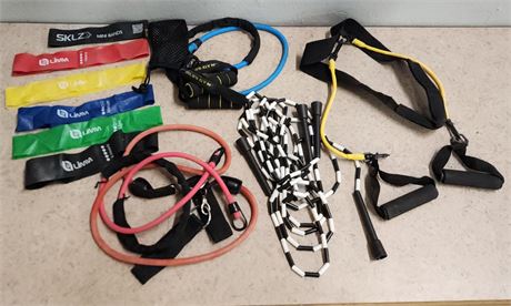 Assorted Exercise Bands & Jumprope