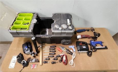 Assorted Handyman Tools & Portable Tool Case